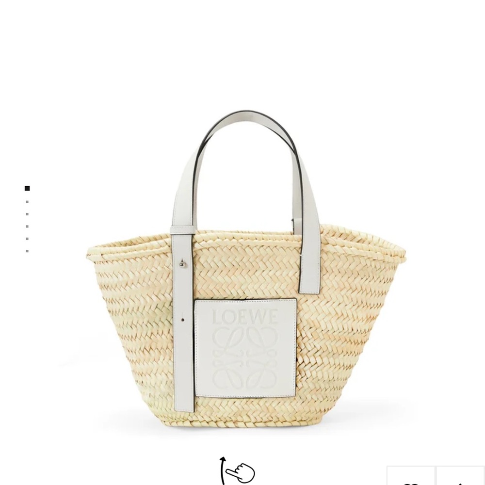 LOEWE Medium Leather-Trimmed Woven
Basket Bag White